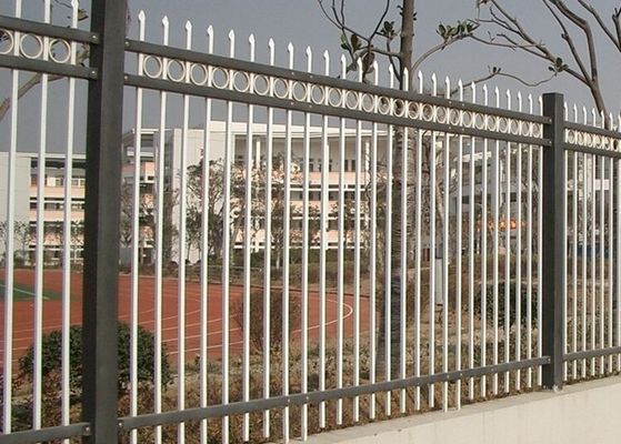 China Powder Coated Zinc Steel Fence Three Beam For Industrial Park , 50*50mm Rail supplier